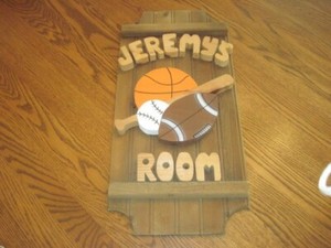 Decorative “Jeremy’s Room” wall motif/room signage. 4 pieces.
