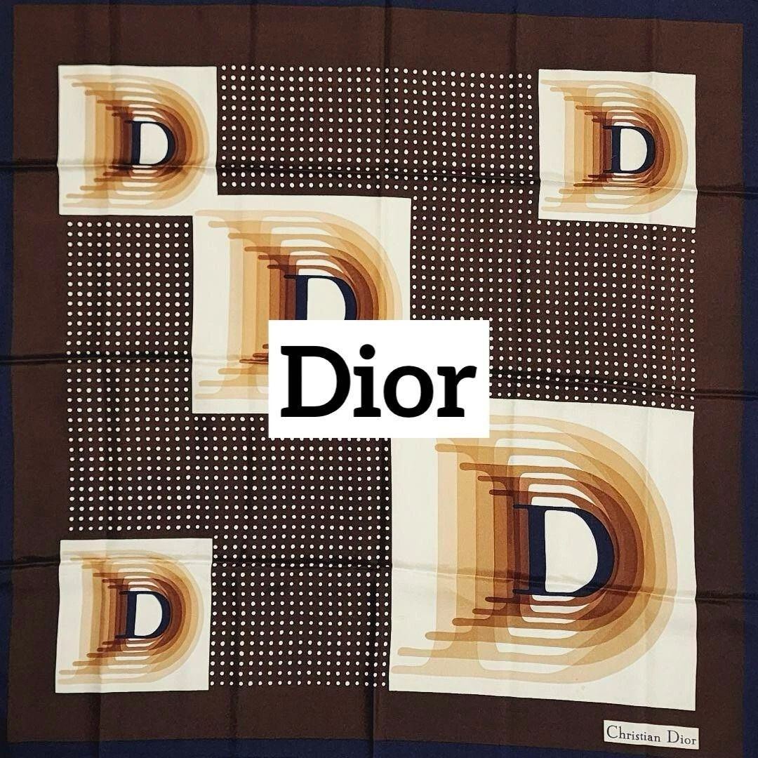 Foulard Christian Dior soie logo D gradation point taille 30,7 pouces x 30,7 pouces utilisé au Japon