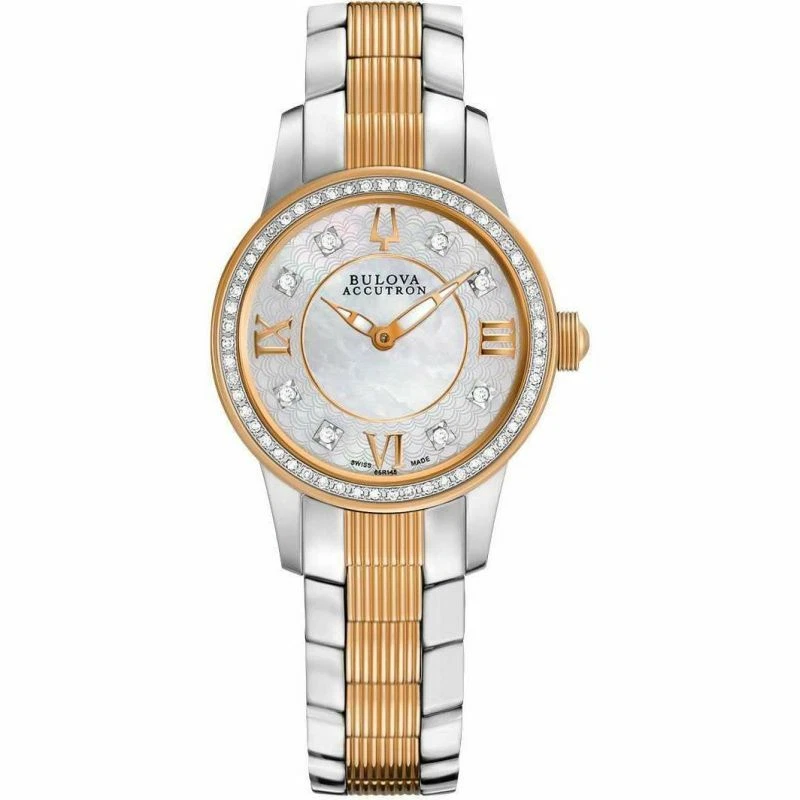 Bulova ACCUTRON Masella 65R145 Ladies White Two Tone Mother Of Pearl Wristwatch  - Image 4 of 4