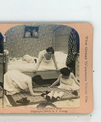 Looking For A Man Women Nightgowns Great Western Genre Stereoview