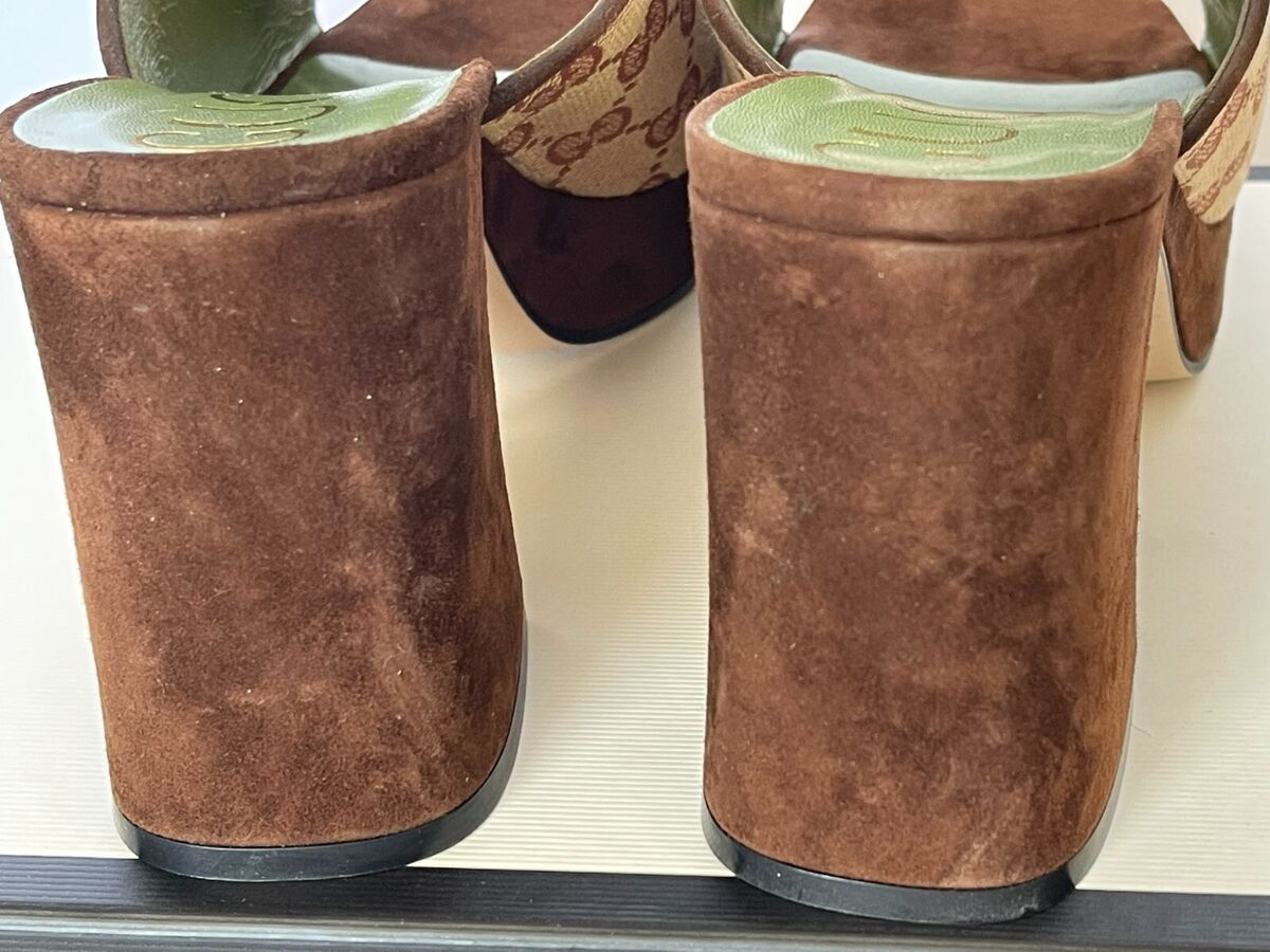 Gucci Houdan GG Supreme CanvasHorsebit Platform Sandal Mules Gucci Houdan GG Supreme CanvasHorsebit Platform Sandal Mules