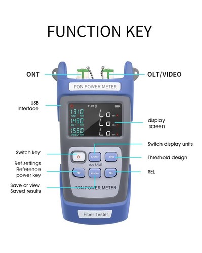 PON Power Meter Optical Fiber Tester FTTX ONT/OLT 1310nm/1490nm/1550nm Handheld - 第 2/13 張圖片
