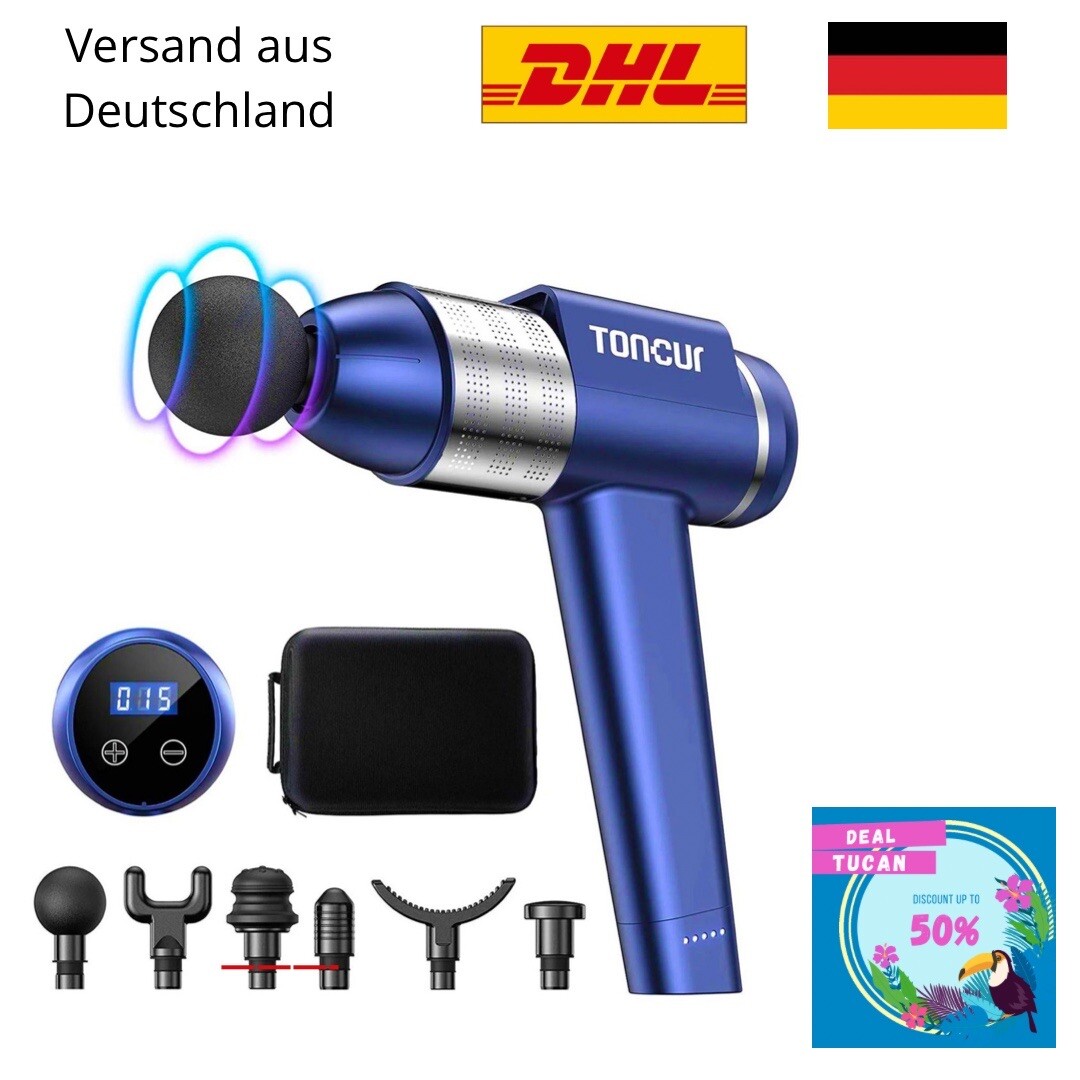 Pistola de masaje Abox (Toncur) pistola de masaje - masajeador + 6 cabezales nueva en lámina