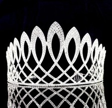 Exquisite Clear Austrian Rhinestone Tiara Crown W/ Hair Comb Prom Bridal T80