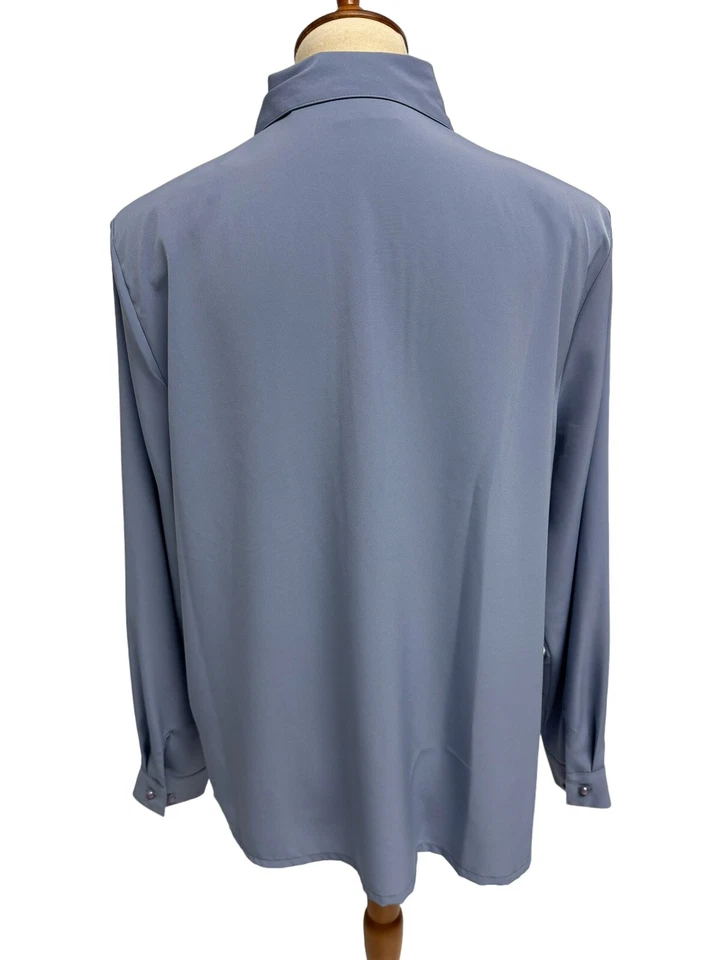 Женская блузка с длинным рукавом Joanna светло-голубой воротник вышивка размер L - Изображение 4 из 4