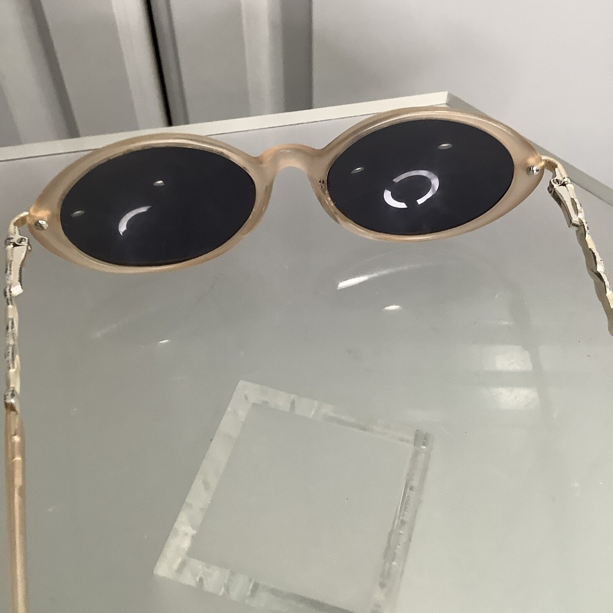 Vintage St. John Sunglasses with original case ST. JOHN by MARIE GRAY Crystal Brown Gold Frame Grey Lens  main image 2