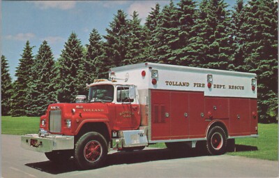 Tolland Connecticut Fire Department 1978 Rescue R Model Mack Truck Postcard
