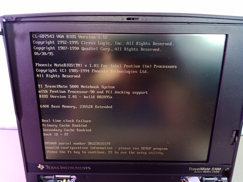 Vintage Texas Instruments TravelMate 5100 TM5100 P90 Laptop Windows 95 MS DOS - Picture 3 of 19