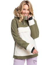 Roxy Shelter Pull On Snow Jacket In Burnt Olive