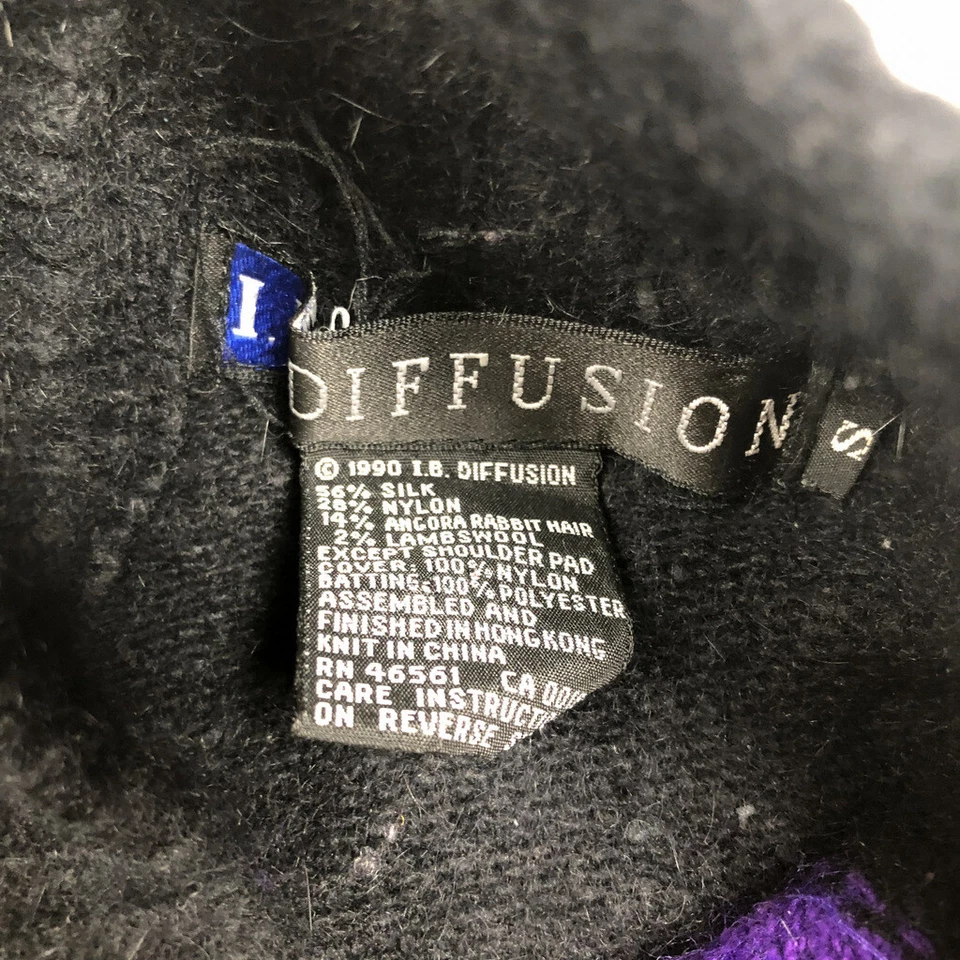 IB Diffusion Womens S Vintage 80s Sweater Silk Angora Sequin Diamond Print - Image 3 of 4