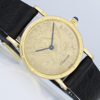 CORUM COIN WATCH FIVE 5$ DOLLAR 1898 24mm UHR GOLD 18K / 22K REVISION