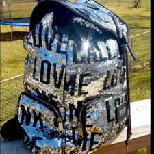 Vintage Bling Victoria’s Secret Vs Pink Reversible Sequin Love /kiss Backpack