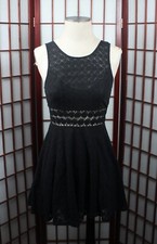 Anthropologie Free People Skater Dress Size Small Black Lace Knit Sleeveless