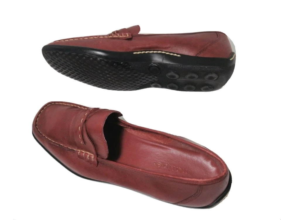 Mocasines mocasines de cuero rojo Maripe Cruiser zapato para mujer EE. UU. 8M Foto 3 de 4