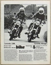 LAVERDA 1200 & MIRAGE Motorcycles Road Test Report c1978 Bike Magazine Reprint