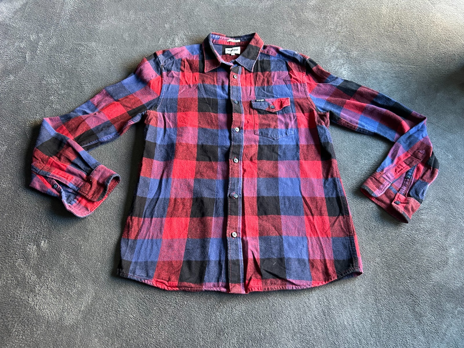 Wrangler Red/Blue Checked patterned long sleeve B… - image 1