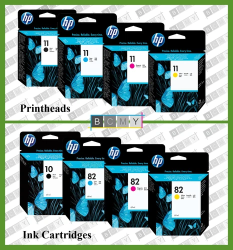 OEM HP 11 Printhead / 82 Ink Cartridges - DesignJet 500/800 Series