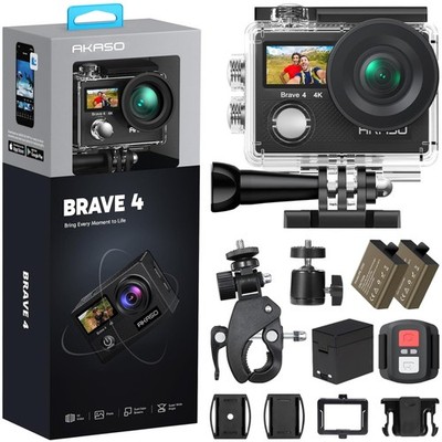 Brave 4 Action Camera 4K 30fps WiFi 2 Batteries