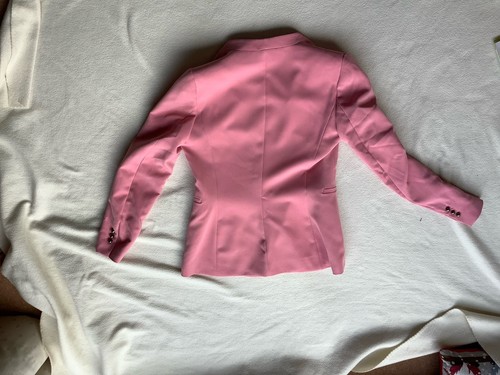 Zara Basic Pink Long Sleeved Edge To Edge Collarless Jacket Size S Bust 34” - Picture 3 of 9