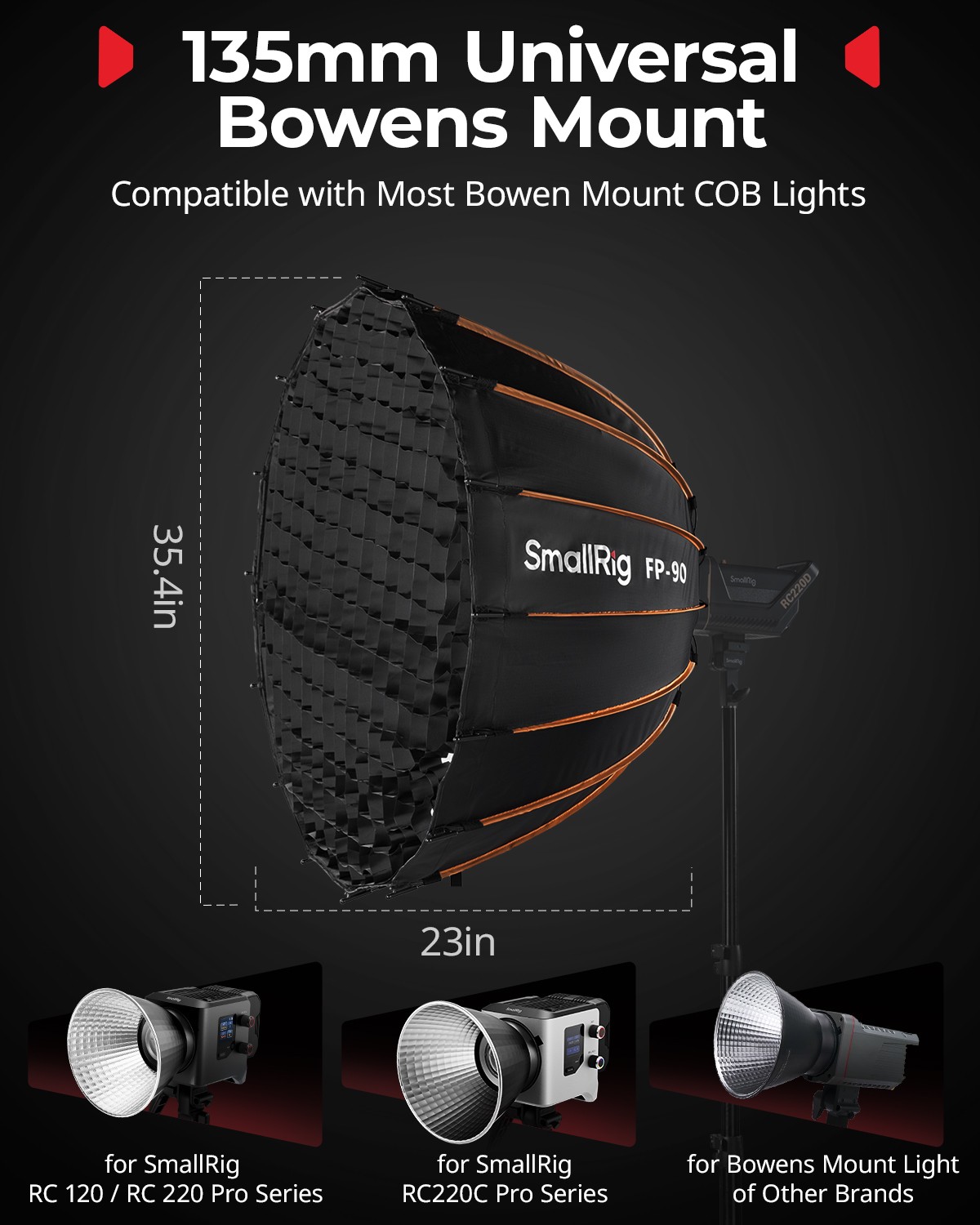 SmallRig FP-90 35.4" Parabolic Softbox w/ Bowens Mount for Neewer for Godox