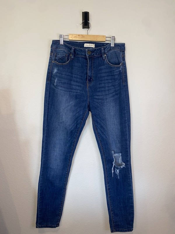 Unpublished Skinny Jeans Women’s Size 29 High Rise Distressed Knee Stretch Blue