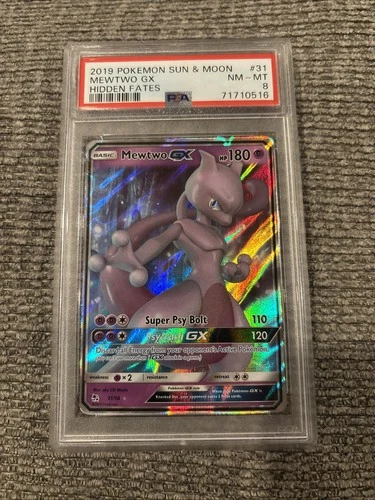 MEWTWO GX 2019 POKEMON S & M HIDDEN FATES RARE HOLO 31/68 PSA 8 Q0004