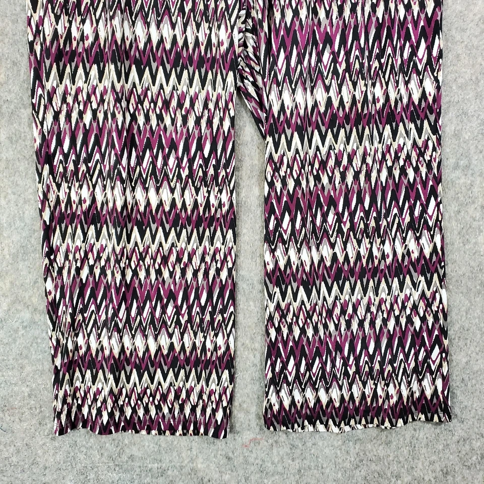 New Directions Pants Womens 3X Black Purple Chevron Print Wide Leg Pull On USA - Image 3 of 4