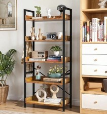 Rustic Wood Bookcase Bookshelf 5 Tier Industrial Storage Display Shelving Unit