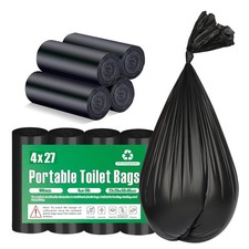 108 Portable Toilet Bags, TALTBREX 8 27 Count Pack of 4 , 108 Count-black