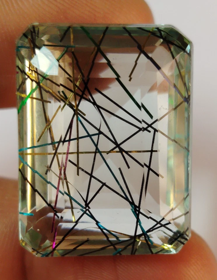 AAA+ Large Rutilated Quartz 74.40 Ct. Emerald Cut Loose Gemstone Gift for Women - Image 2 of 4