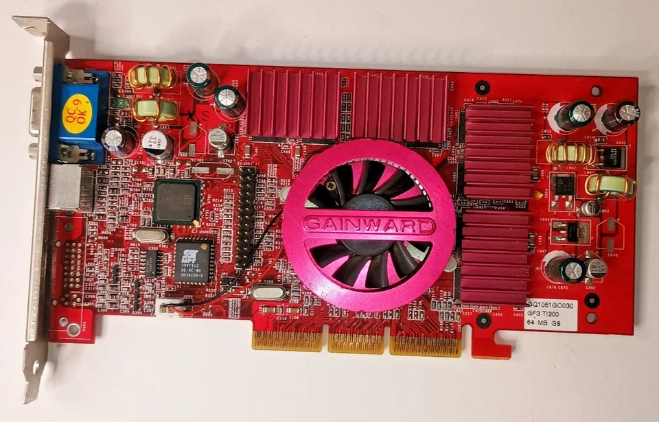 GAINWARD NVIDIA GEFORCE 3 Ti200 GS 64MB DDR AGP GRAPHICS CARD VGA S-VIDEO - Image 2 of 3