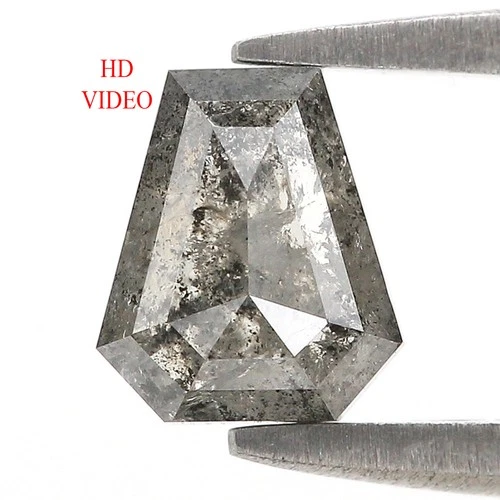 0.97 CT Natural Coffin Rose Cut Diamond 6.70 MM Salt and Pepper Diamond L3677