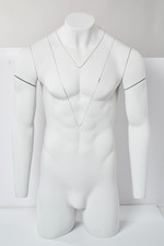 Male Ghost Mannequin, removable chest, neck, shoulders and arms. White Exc
