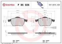 Brembo P 85 026 Bremsbelagsatz, Scheibenbremse For Audi Zhonghua (Brilliance)