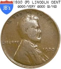 1930 (P) Lincoln Wheat Cent Penny - Circulated Good/Very Good (G/VG)