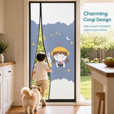 Magnetic Door Screen Cartoon, Punch-Free Side Opening Mosquito Net, for Air
