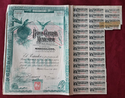 AKTIE MEXIKO - 1908 - MEXIKANISCHE ZENTRALBANK - 100 PESOS - ANLEIHEN