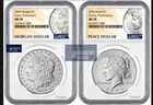 2025 Morgan & Peace Silver Dollar $1 NGC MS70  Early Releases #2146  %