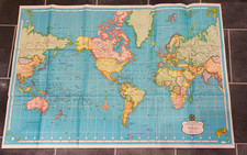 Mid-Century 1950s Hammonds Daily Express International Map of the World.