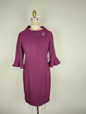 Tahari by Arthur S Levine Wine Envelope Collar Sheath Dress Ladies Size 6