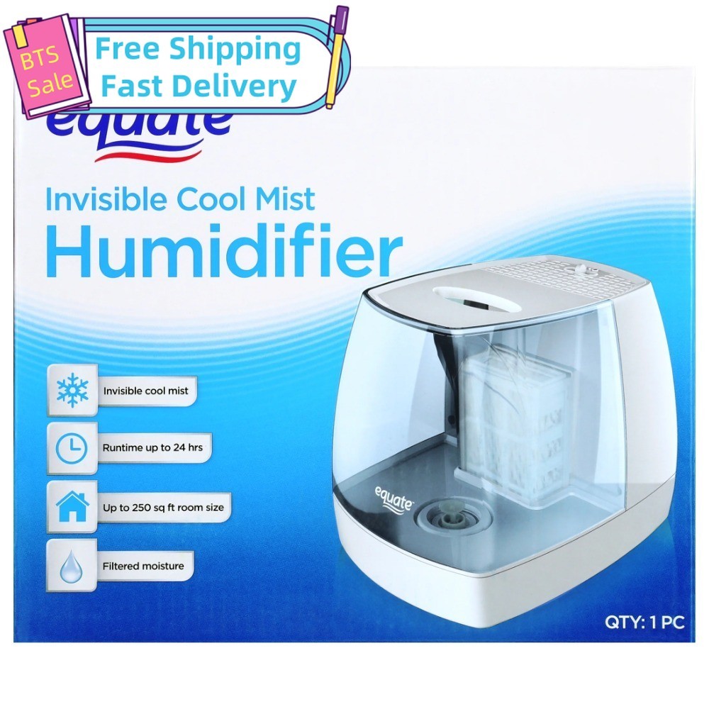 Equate Invisible Cool Mist Humidifier, Requires Filter, 1.1 