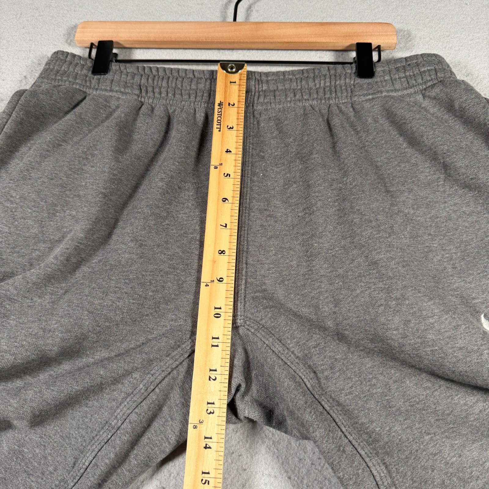 Nike Mens Gray Fleece Sweatpants Straight Leg Swoosh Logo Size Large 34x33 thumbnail 9