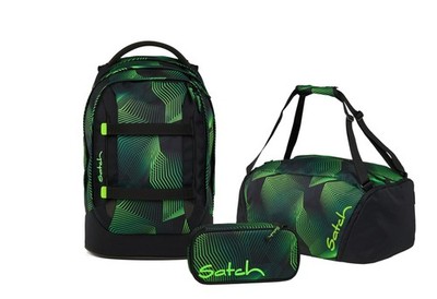 Satch Schulrucksack-Set PACK Seismic Green 3-teilig