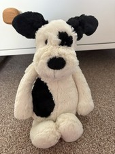 Jellycat Bashful Black And Cream Puppy Medium NWT