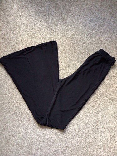 PRETTY LITTLE THING BLACK SHAPED SLINKY FLARED LEG PULL ON TROUSERS SIZE 12 NEW