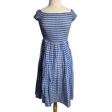 J. Crew Blue Gingham Off-Shoulder Dress size medium