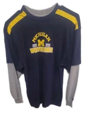 Michigan Wolverines Youth Adias Long Sleeve Thermal Tee Gray LARGE 14-16