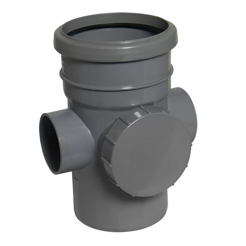 FloPlast 110mm Soil Access Socket/Solvent Weld Grey - Image 2
