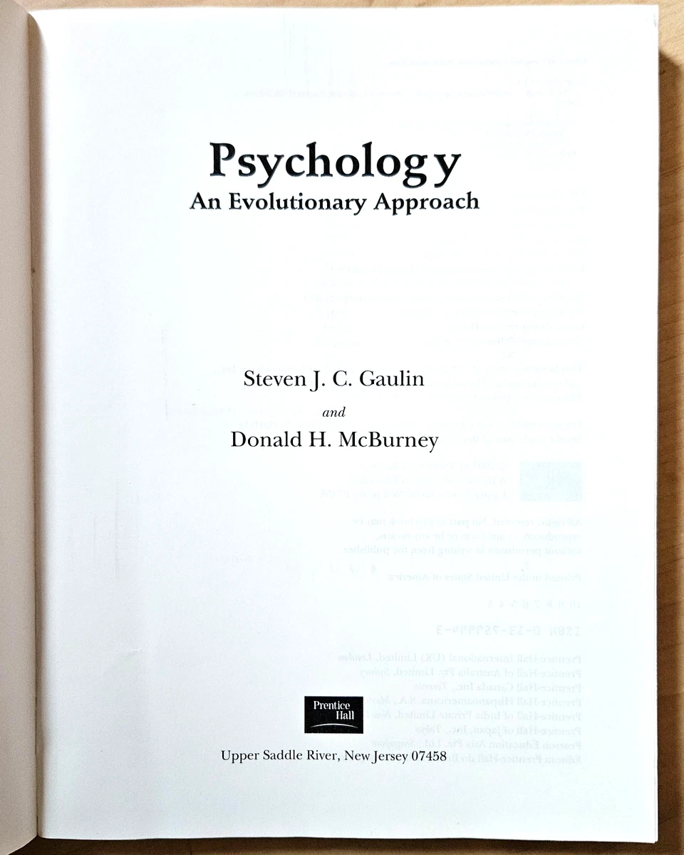 Psychology : An Evolutionary Approach Steven J. C. Gaulin, Donald H. McBurney