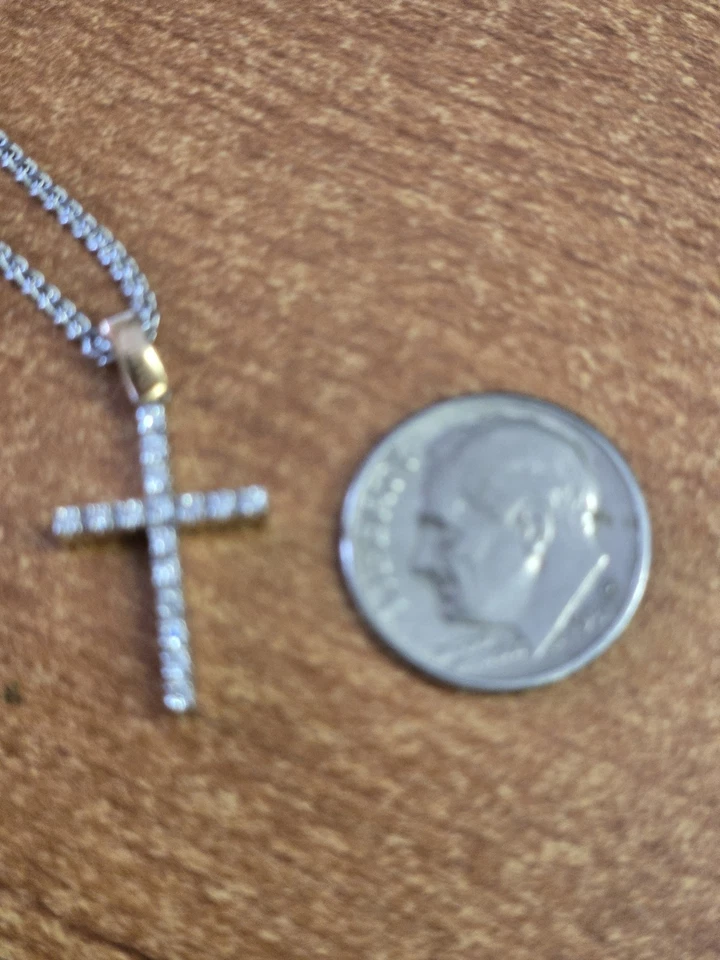 Damiani Diamond Mystery Cross Necklace 18k White/Rose - Image 4 of 4